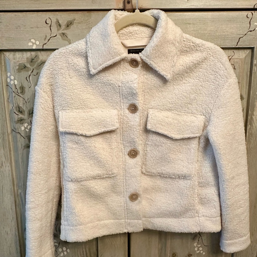 Banana Republic Cream Teddy Jacket